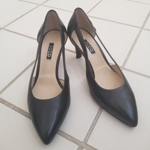 Ecco black leather pointed heels 7